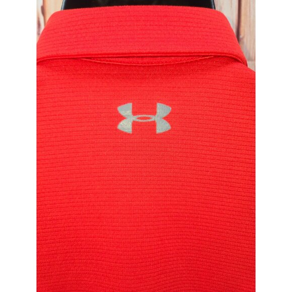 Under Armour Mens Red Polo Medium Loose Fit Heatgear - Picture 6 of 7